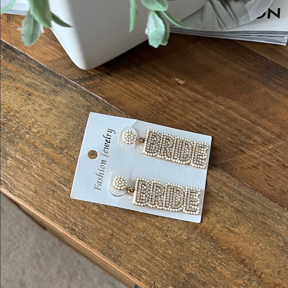 Elegant Cream 'BRIDE' Earrings